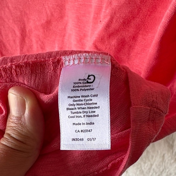 Talbots Coral Pink Lace Detail Short Sleeve Tee - Picture 7 of 7